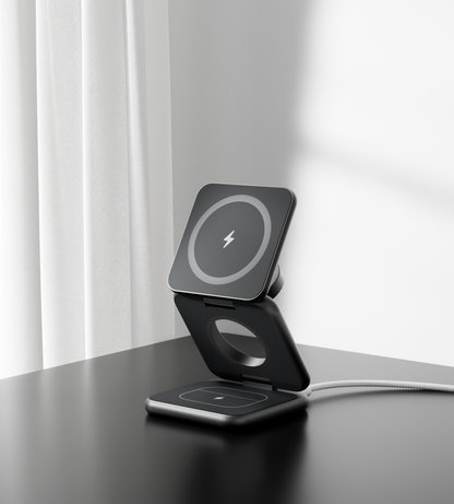 KUXIU X40 3-in-1 MagSafe Foldable Charging Stand - Black