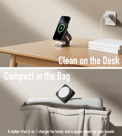 KUXIU X40 3-in-1 MagSafe Foldable Charging Stand - Carbon Fiber