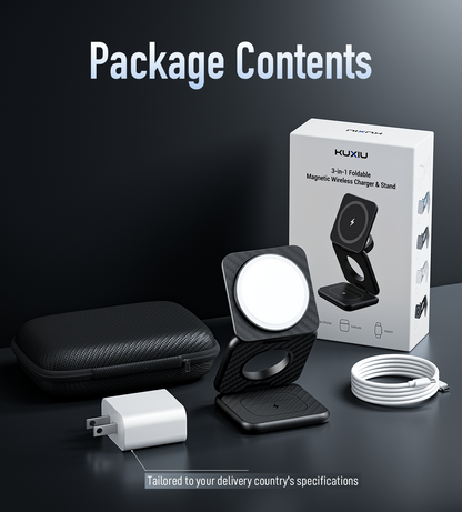 KUXIU X40 3-in-1 MagSafe Foldable Charging Stand - Carbon Fiber