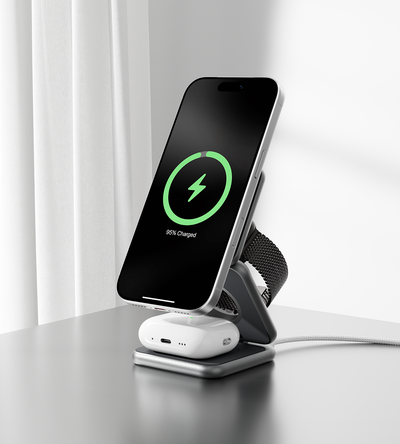 KUXIU X40 3-in-1 MagSafe Foldable Charging Stand - Gray
