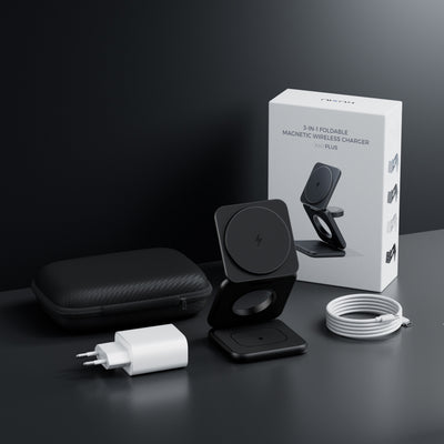 KUXIU X40 Plus 3-in-1 MagSafe Foldable Charging Stand - Black