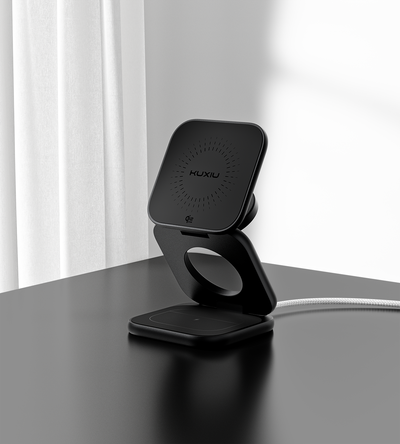 KUXIU X40 Turbo Skládací bezdrátová nabíječka 3-v-1 MagSafe 25W, certifikovaná Qi2.2 - Černá