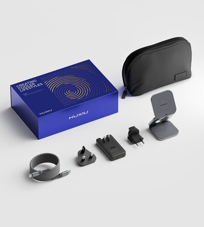 KUXIU X40 Turbo Series 3-in-1 Portable Wireless Charging Gift Set - Gray