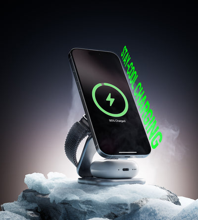 KUXIU X40 Turbo Qi2.2認証取得 25W 3-in-1 MagSafe折りたたみ式ワイヤレス充電スタンド - グレー