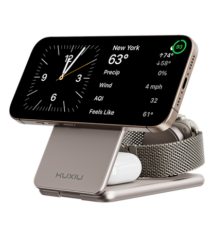 KUXIU X41Q Qi2 Zertifizierter 3-in-1 MagSafe Faltbarer Ladeständer