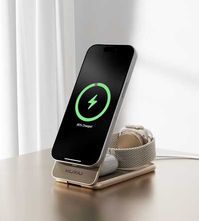 KUXIU X41Q Qi2 Certifikovaný 3-v-1 MagSafe Skládací Nabíjecí Stojan