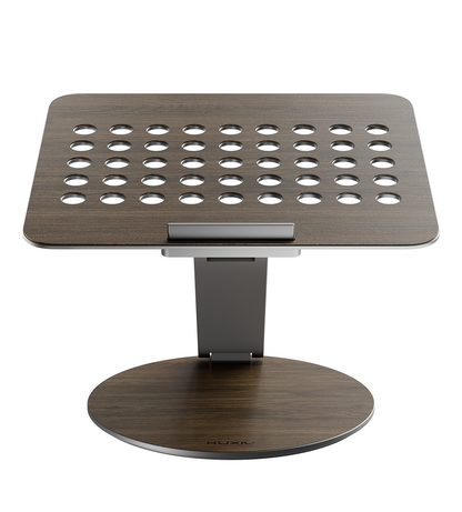 KUXIU X53 Ergonomischer Laptopständer mit integriertem 8-in-1-Hub - Holzmaserung
