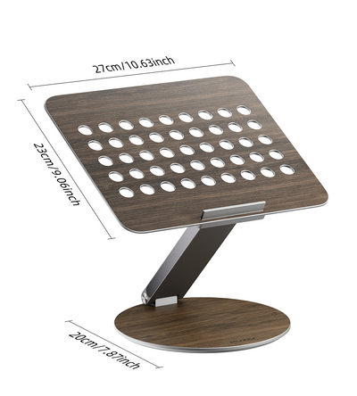 KUXIU X53 Ergonomic Laptop Stand with Built-in 8-in-1 Hub - Wood Grain
