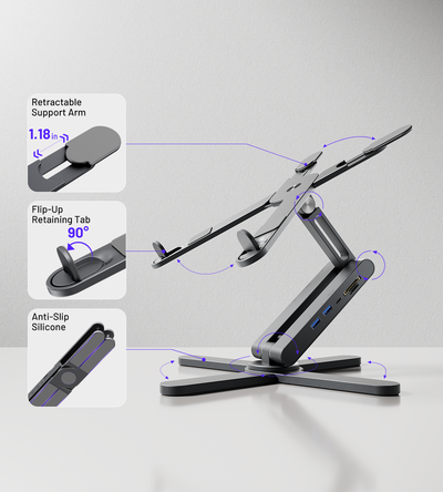 KUXIU X53 Mini Ergonomic Laptop Stand with Built-in 8-in-1 Hub