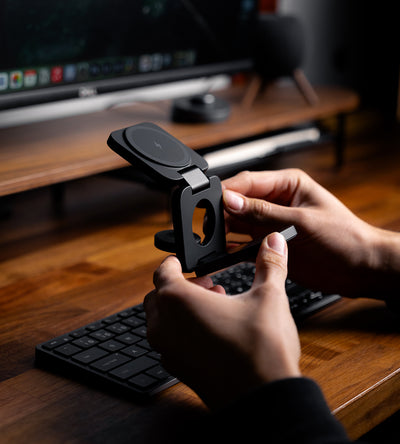 KUXIU X55 3-w-1 Składana Stacja Ładowania Bezprzewodowego z Magnesem - Czarny