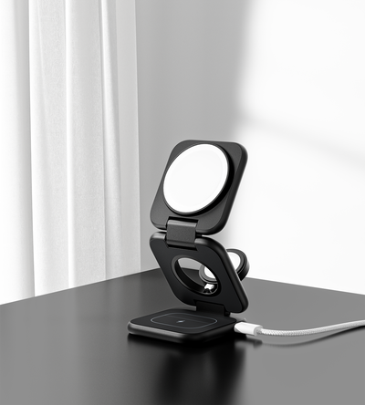 Kit de soporte y cargador inalámbrico magnético plegable 3 en 1 KUXIU X55Plus