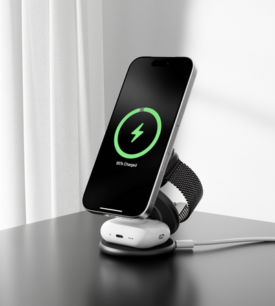 KUXIU X63 3-In-1 MagSafe Foldable Magnetic Wireless Charging Station - Black