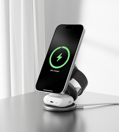 KUXIU X63Q Qi2 3-In-1 Foldable Magnetic Wireless Charging Station