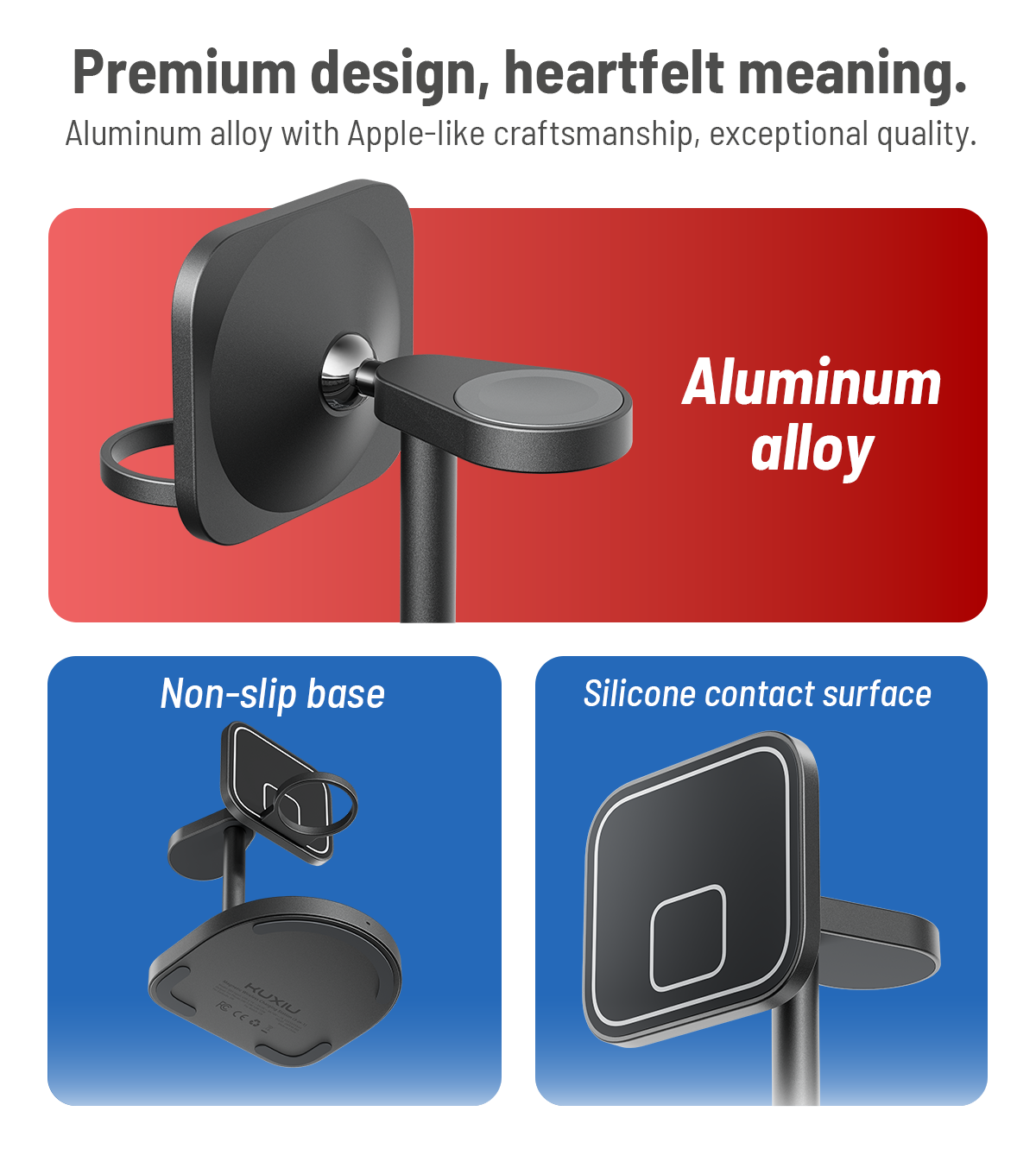 KUXIU 3-Point Power Creative 3-in-1 MagSafe Charging Stand - Black