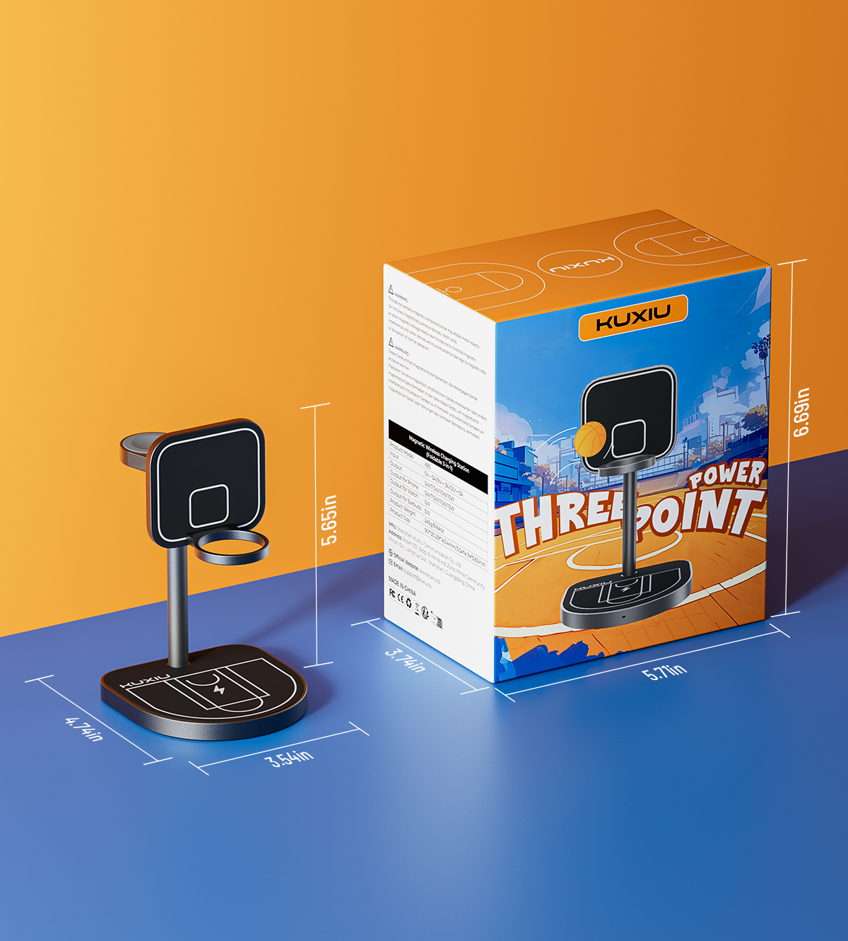 KUXIU 3-Point Power Creative 3-in-1 MagSafe Charging Stand - Black