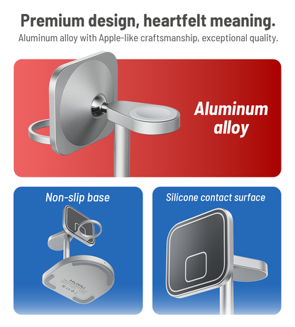 KUXIU 3-Point Power Creative 3-in-1 MagSafe Charging Stand - Gray