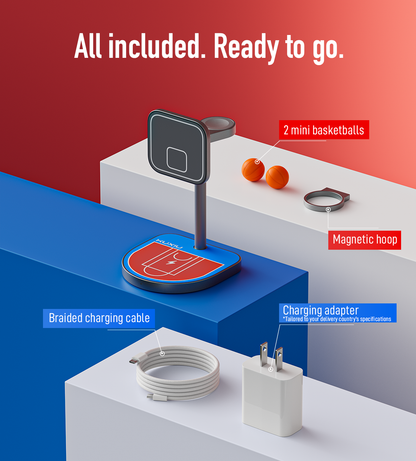 KUXIU 3-Point Power Kreativer 3-in-1 MagSafe-Ladeständer – Rot & Blau