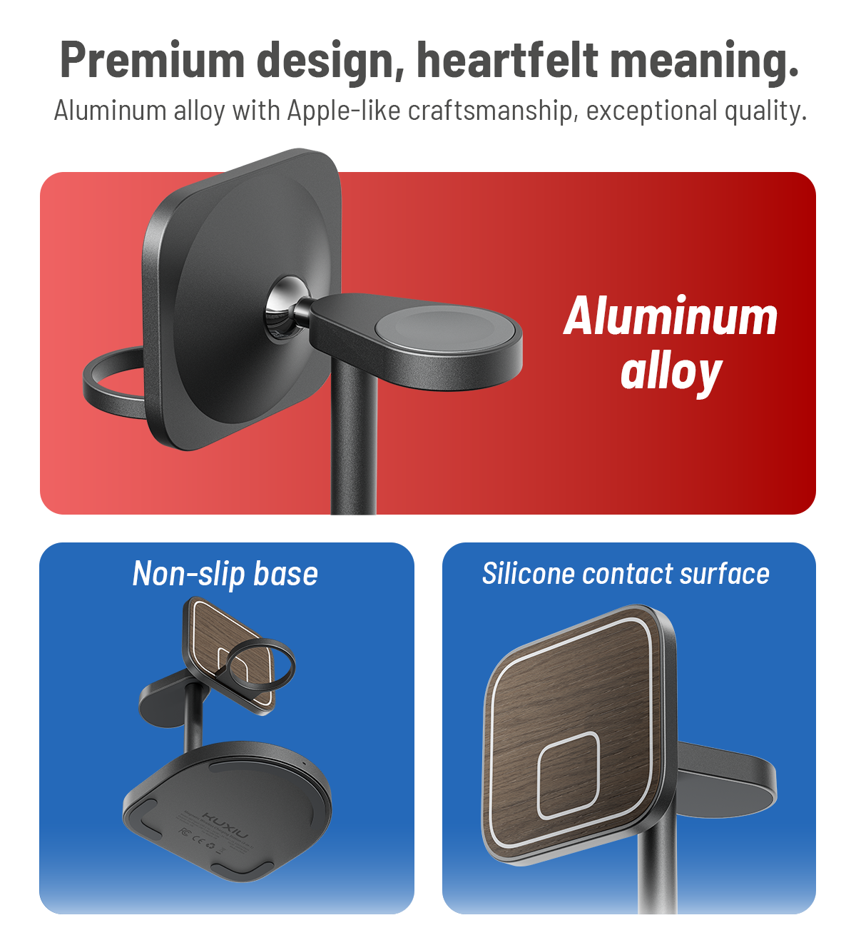 Supporto di Ricarica Wireless Magnetico 3-in-1 Creativo KUXIU Qi2 a 3 Punti - Finitura in Legno