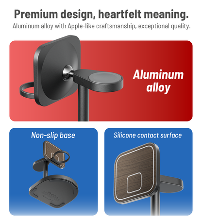 Supporto di Ricarica Wireless Magnetico 3-in-1 Creativo KUXIU Qi2 a 3 Punti - Finitura in Legno
