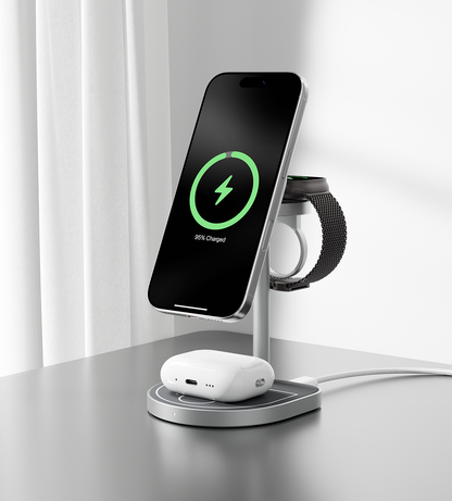 KUXIU 3-Point Power 創意3合1 MagSafe充電座 -灰色