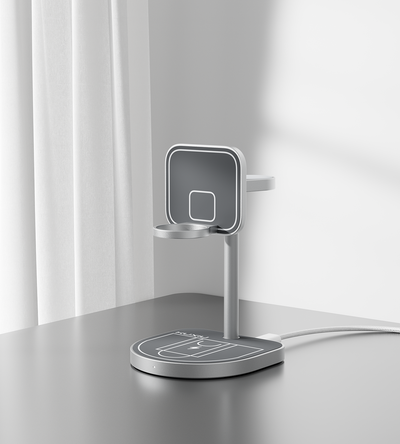 KUXIU 3-Point Power クリエイティブな3-in-1 MagSafe充電スタンド - 灰色 KUXIU 3-Point Power クリエイティブな3-in-1 MagSafe充電スタンド - 灰色
