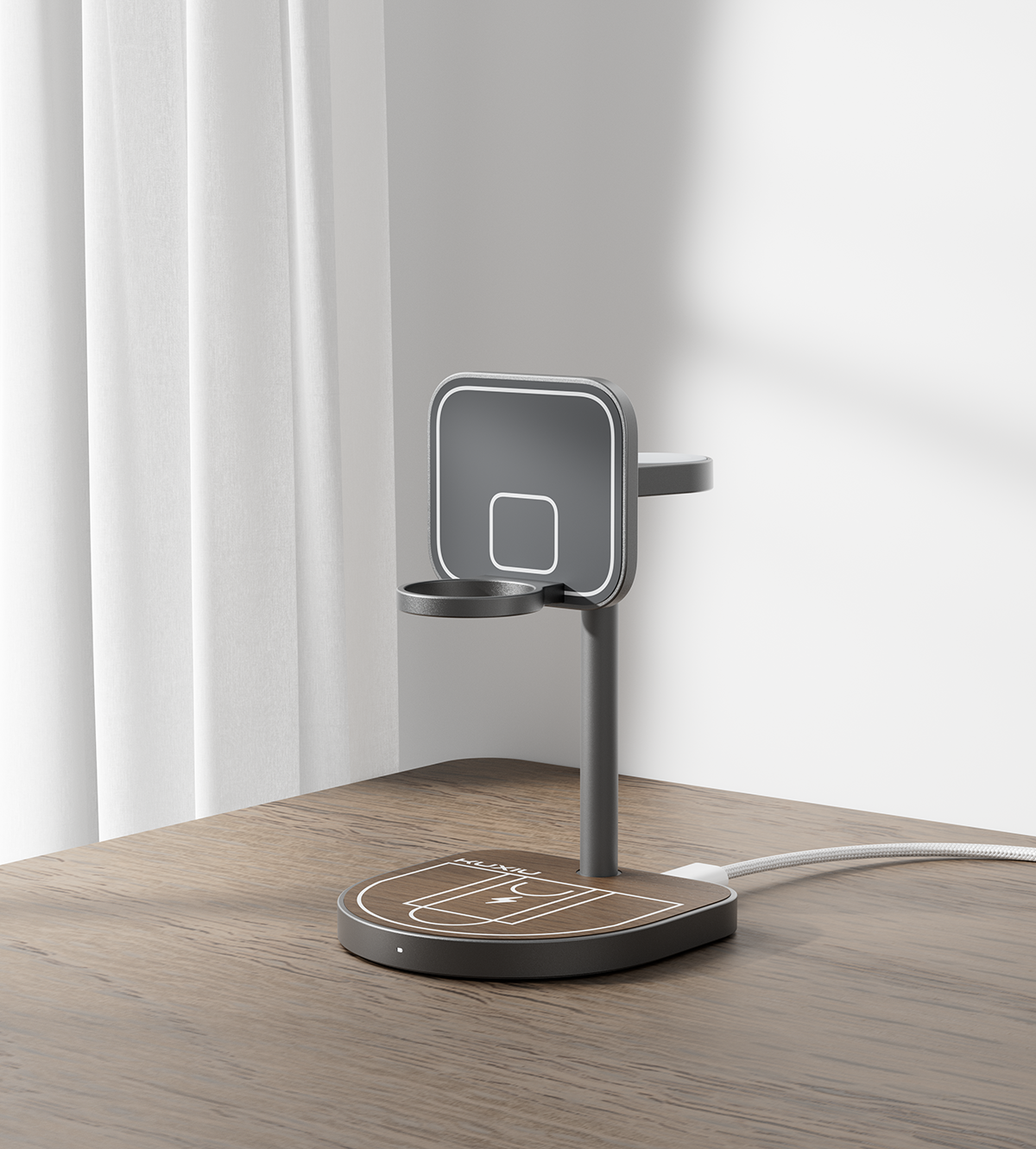 KUXIU Qi2 三分力量創意 3合1 磁吸無線充電座 - 木紋